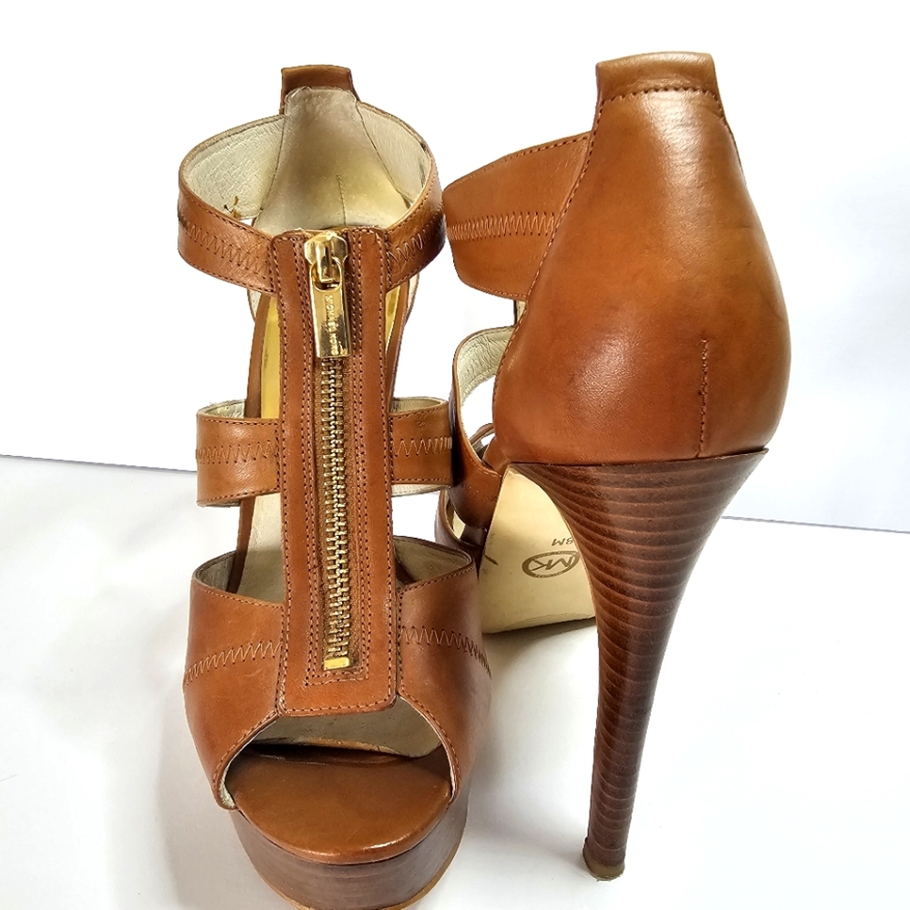 Michael Kors Berkley Platform T Strap Zip Heel Pump Size 8 Office Siren Sexy